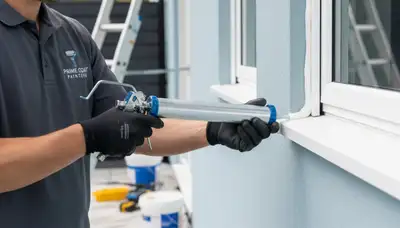 Professional caulking and sealing on Albany NY home exterior by expert painting contractors