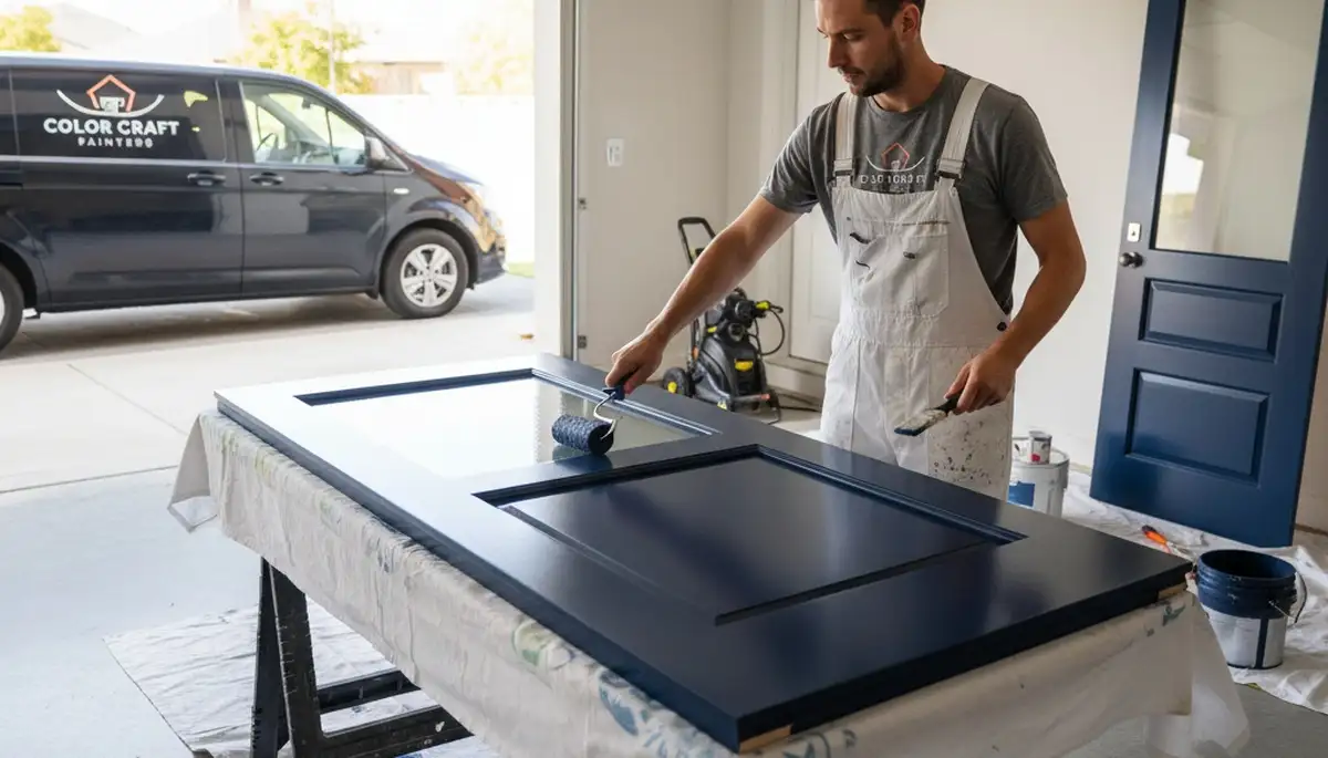 Professional door painting by house painters in Albany, NY showcasing durable exterior finish