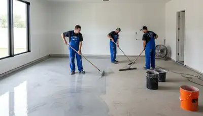 Epoxy floor coating in Albany, NY garage by professional painters creating a durable, glossy finish