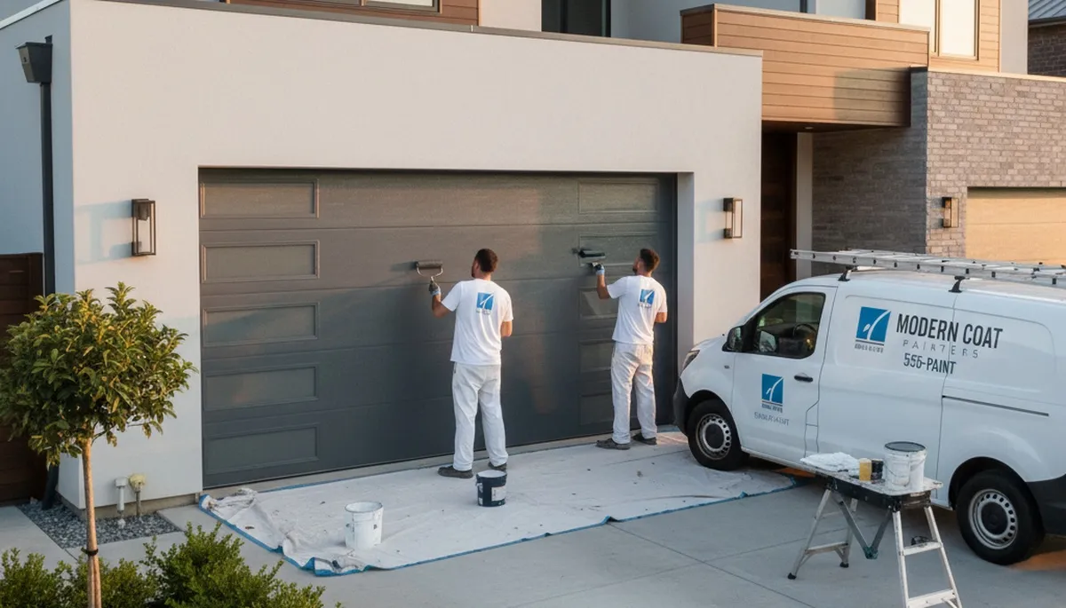 Professional garage door painting in Albany NY with durable, weather-resistant finish for curb appeal