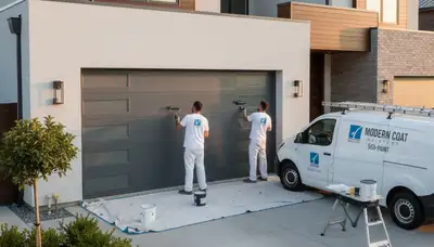 Professional garage door painting in Albany NY with durable, weather-resistant finish for curb appeal