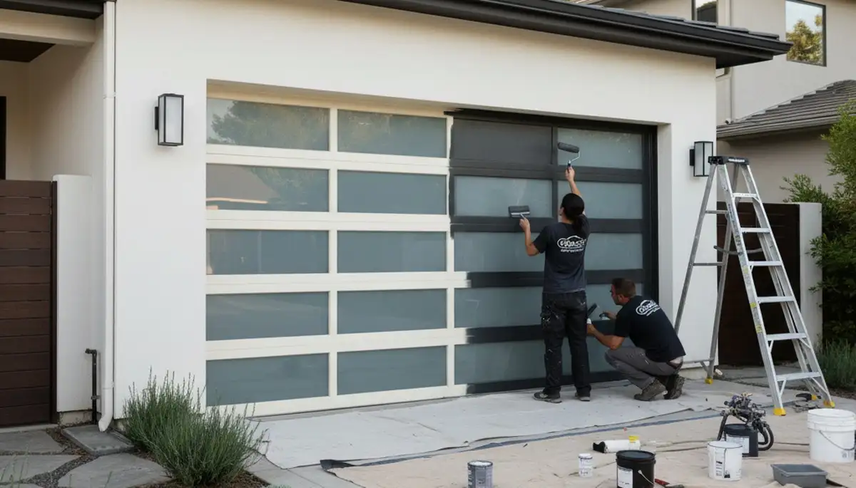Professional garage door painting in Albany NY with durable finish by local house painters
