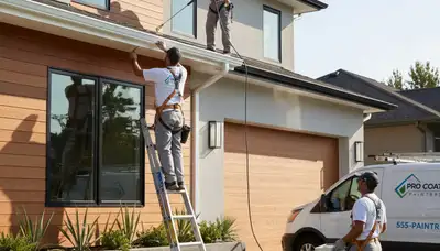Professional painters providing gutter painting service in Albany, NY homes for rust protection and curb appeal