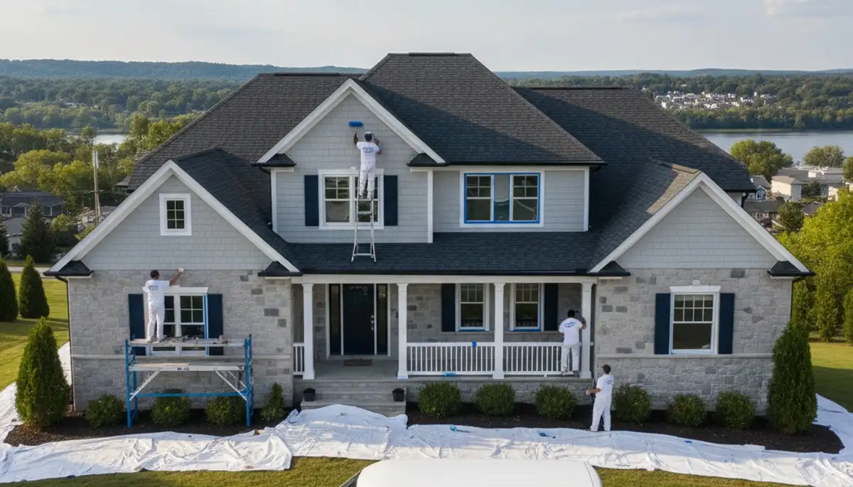 Albany NY house painting contractor painting a residential home exterior