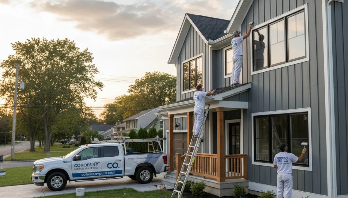 Albany NY house painting contractor painting a home exterior with professional quality