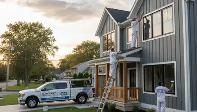 Albany NY house painting contractor painting a home exterior with professional quality