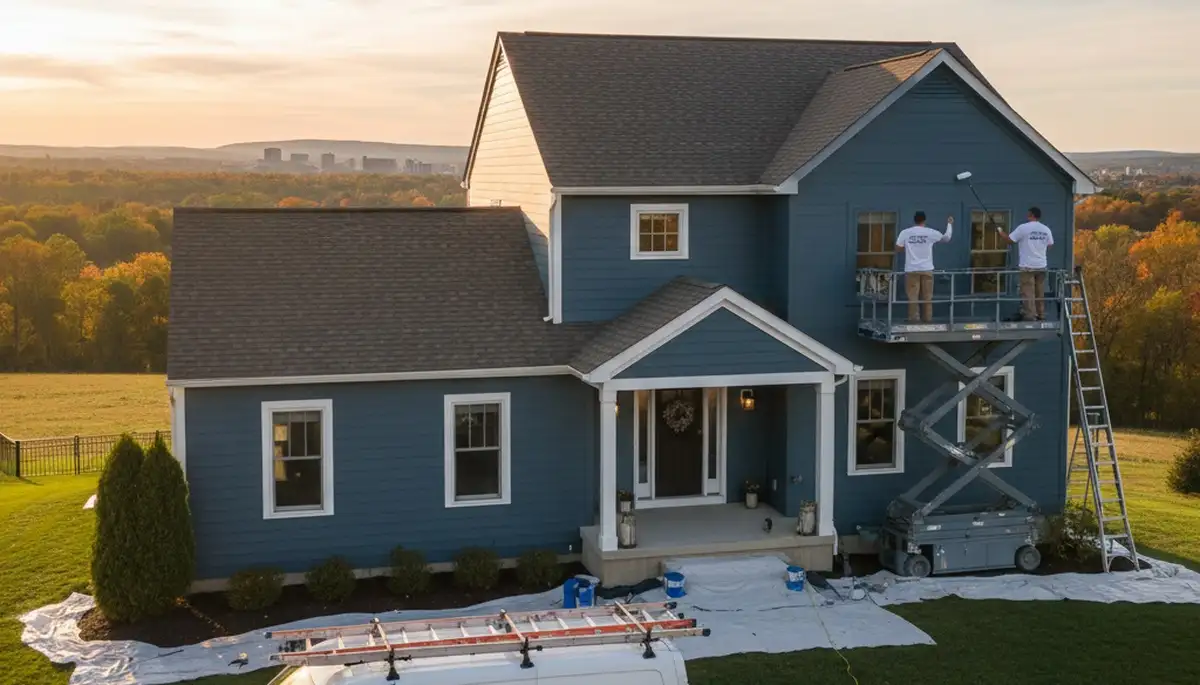 Professional house painters completing exterior home painting in Albany, NY