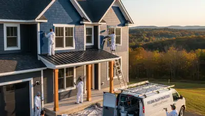 Professional house painters working on residential exterior in Albany NY