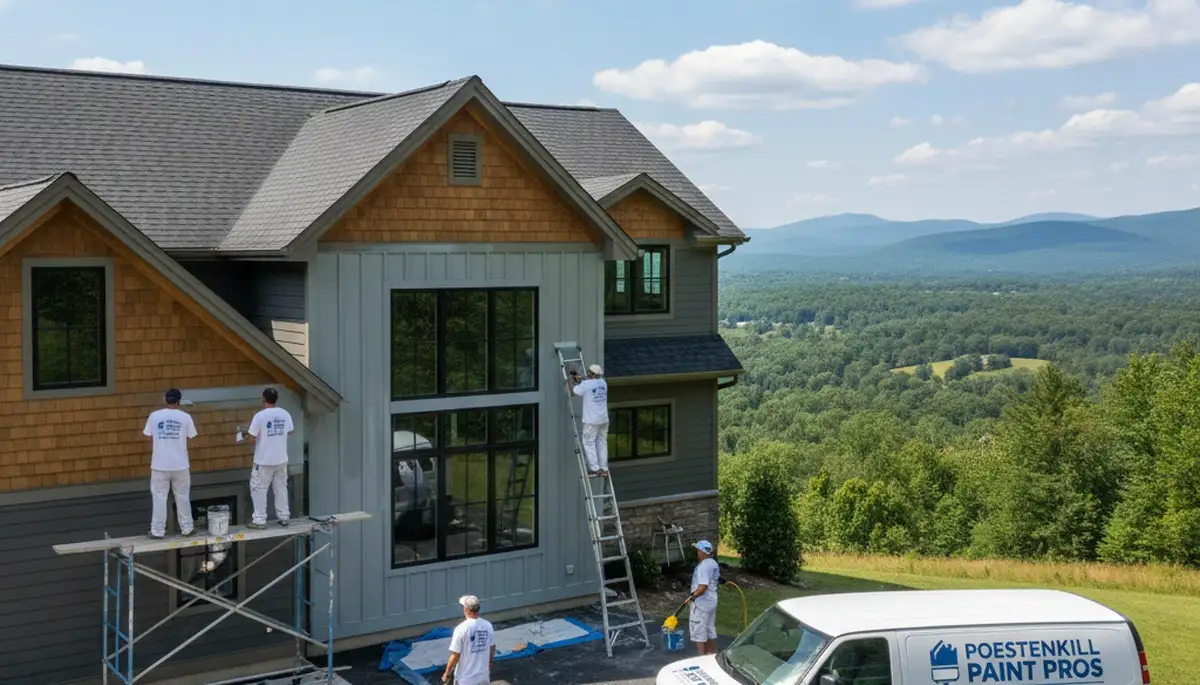 Albany, NY house painters preparing home exterior for professional painting service