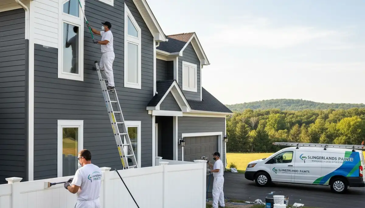 Professional house painters working on exterior home project in Albany NY