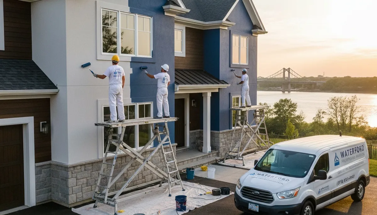 Albany, NY house painters preparing exterior siding for a professional repaint project