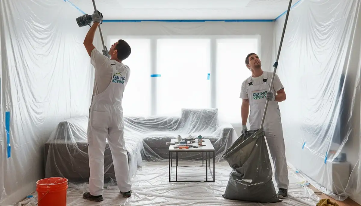 Professional popcorn ceiling removal and refinishing in Albany, NY home by expert painters