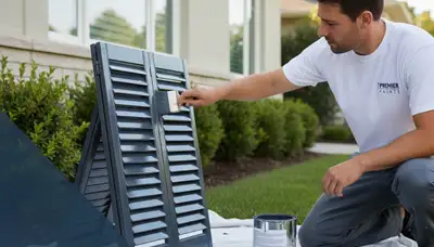 Professional shutter painting on a home exterior in Albany, NY by expert house painters