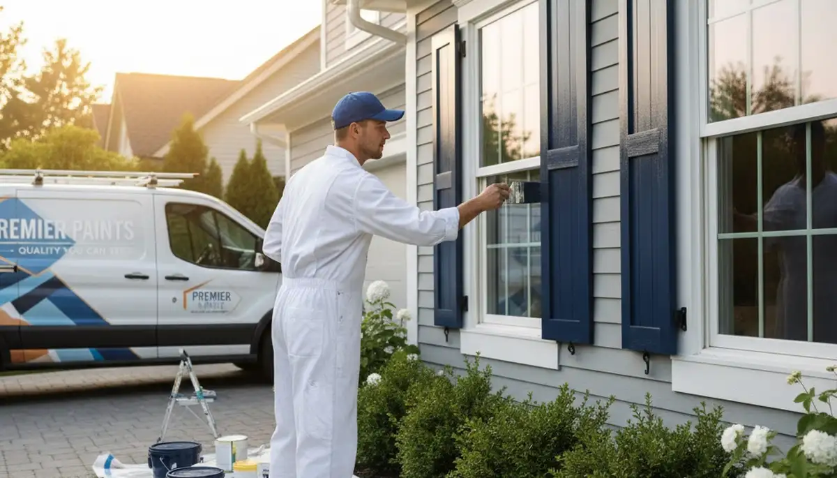 Professional shutter painting on a residential home in Albany, NY by expert exterior painters