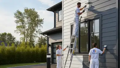 Professional siding painting on Albany, NY home exterior by local house painters