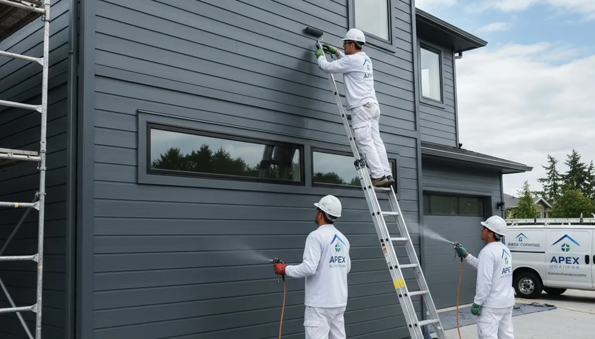 Professional siding painting on Albany, NY home exterior by local house painters for weather protection
