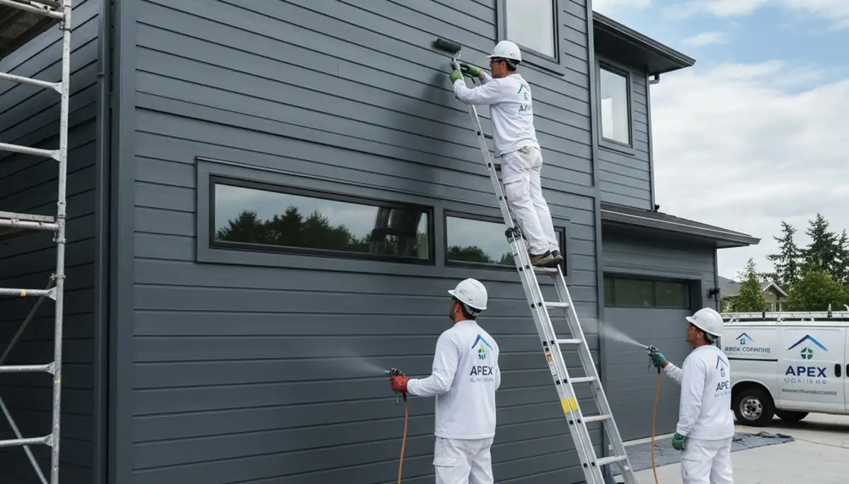 Professional siding painting on Albany, NY home exterior by local house painters for weather protection