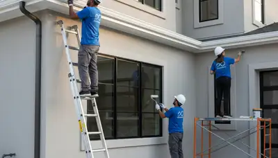 Professional trim and fascia painting on Albany NY home by expert house painters