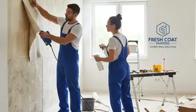 Professional wallpaper removal by house painters in Albany, NY preserving interior walls