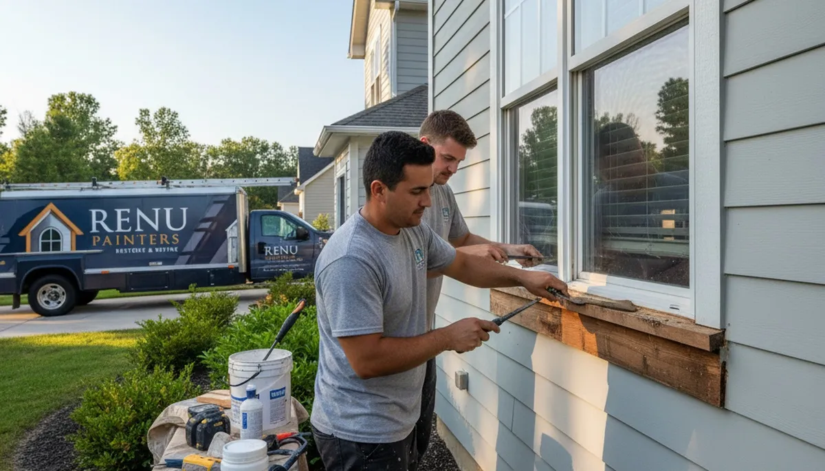 Professional wood rot repair on home exterior by house painters in Albany, NY
